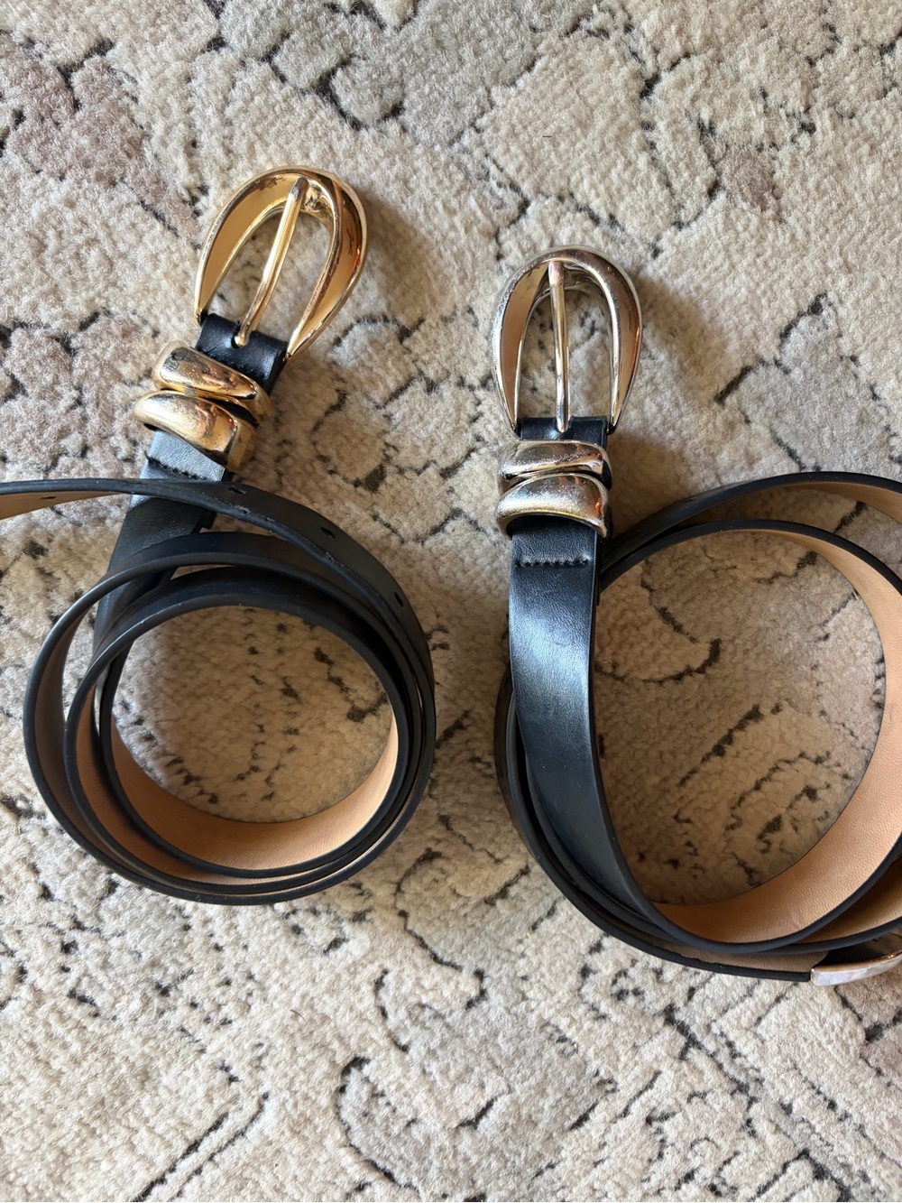 a new day Black Leather Belts with Silver/Gold-Tone Buckle